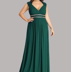 Ever pretty emerald green and gold dress